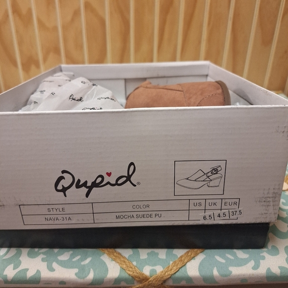 NEW Quipid brown suede "feel" pointed toe, buckle strap sandle heeled boots 6.5 - Picture 16 of 16